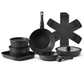 17 Piece Pots and Pans Set, Granite Nonstick Detachable Handle Cookware, Space Saving Induction Cookwares, Kitchen RV Cooking Sets with Frying, S 17 Piece Pots and Pans Set, Granite Nonstick Detachable Handle Cookware, Space Saving Induction Cookwares, Kitchen RV Cooking Sets with Frying, S